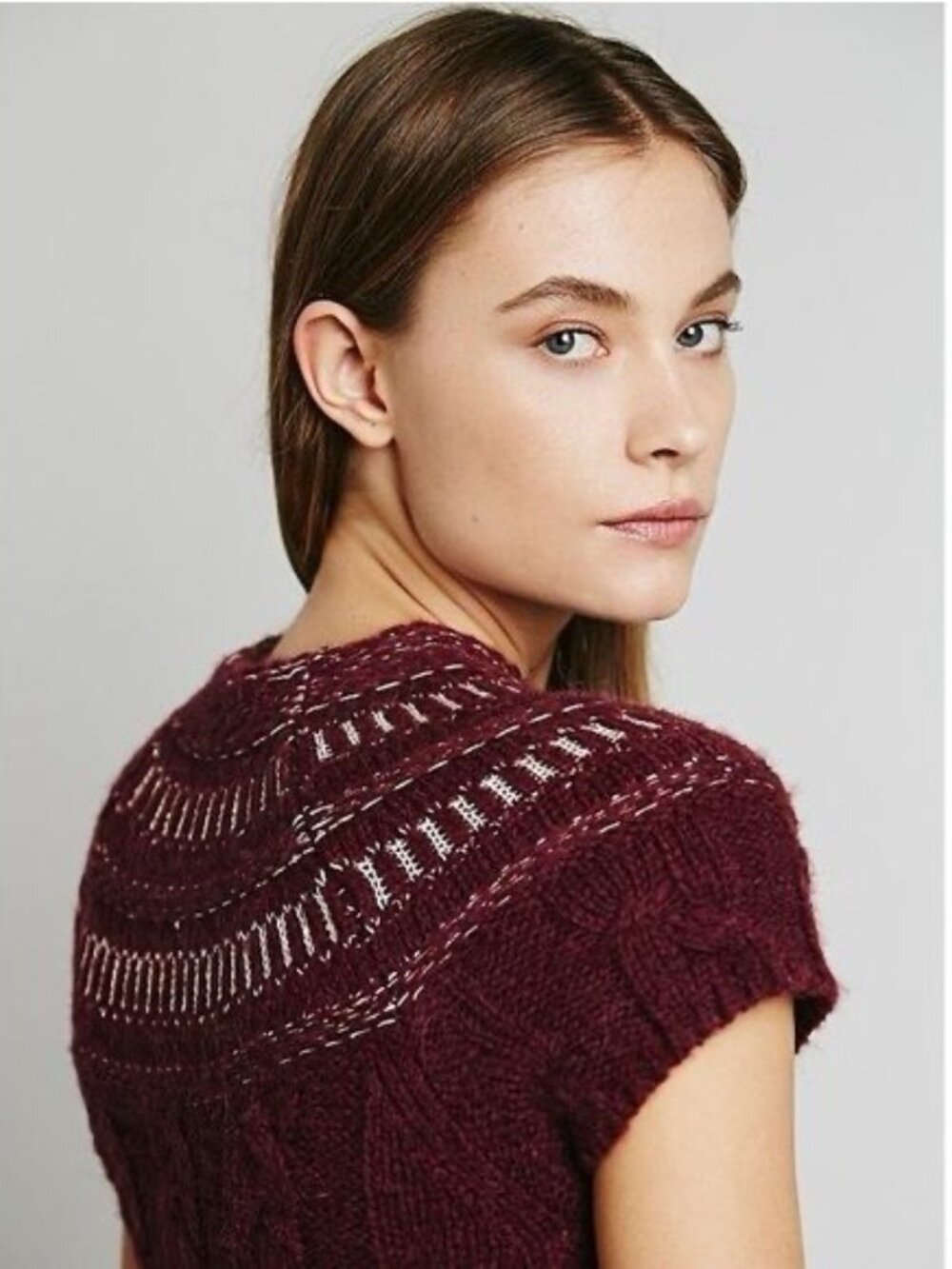NWT Free People Dark Cherry Sequin Fit & Flare Sweater Dress | Mob Wife Coquette - Picture 11 of 16